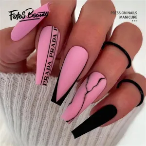 Long Coffin Crack Matte Pink Black
