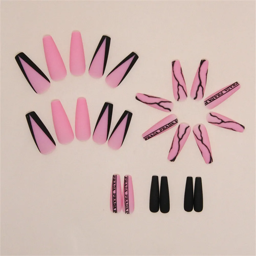 Long Coffin Crack Matte Pink Black