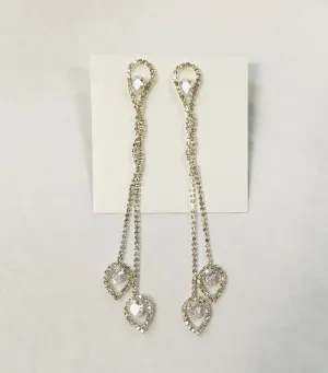 Long Silver Crystal Earrings