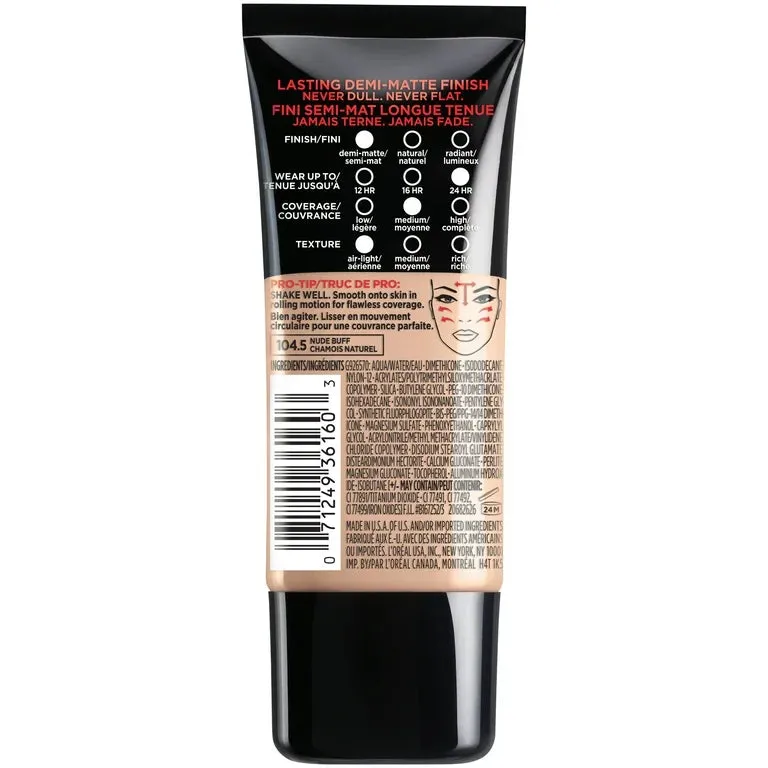 Loreal Paris Pro Matte Foundation Nude Buff 104.5
