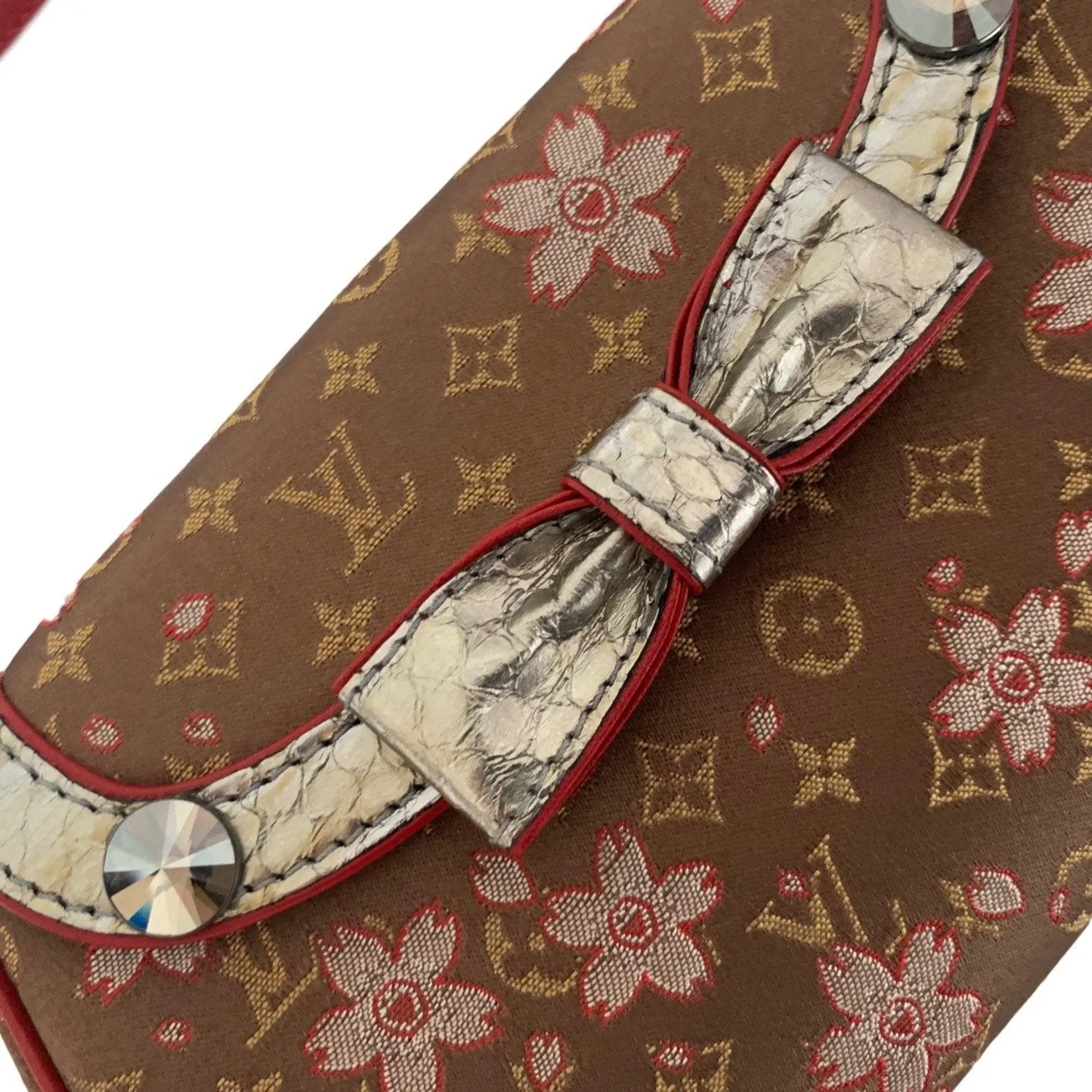 Louis Vuitton Brown Cherry Blossom Satin Mini Bag