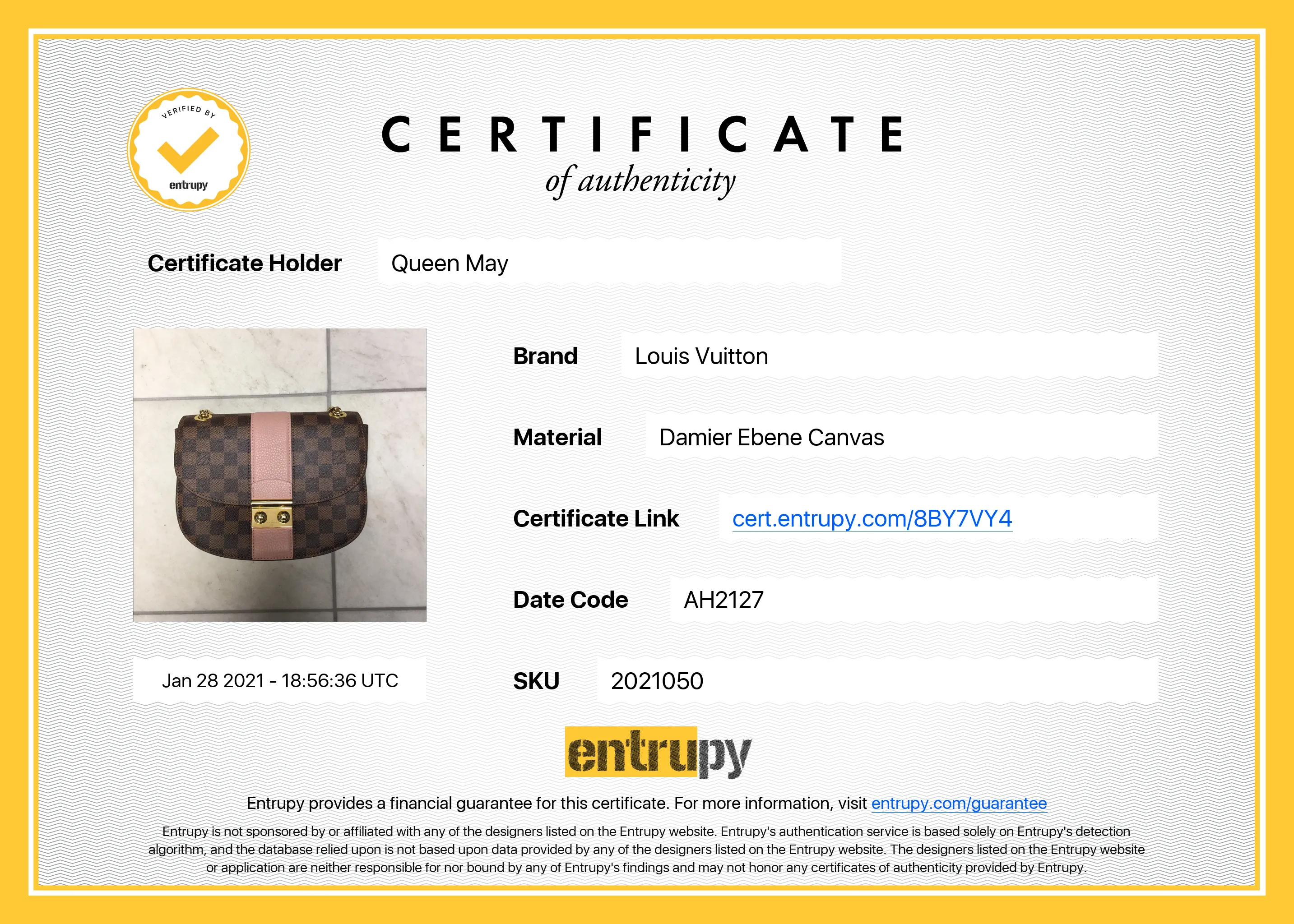 Louis Vuitton Damier Ebene Wight Handbag