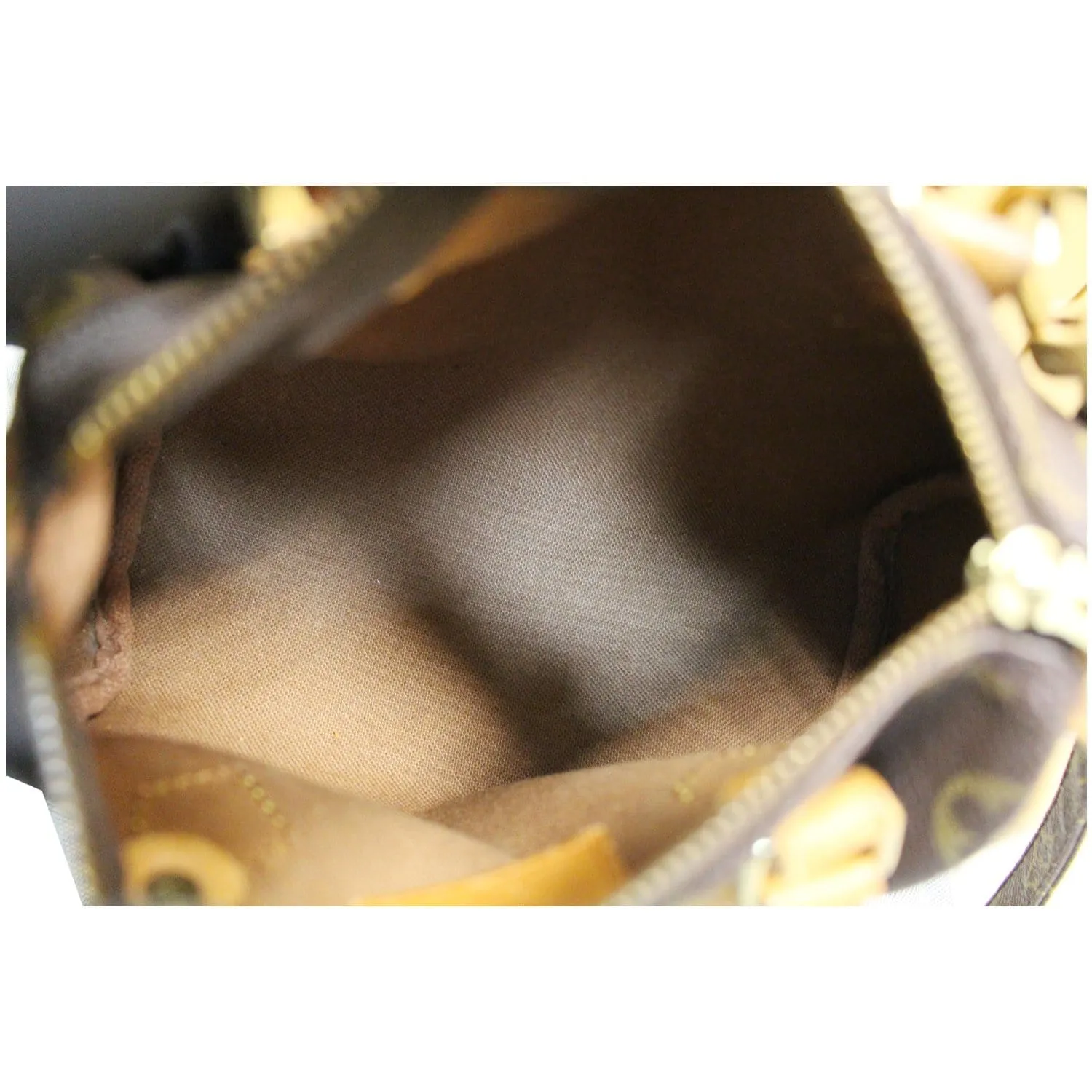 LOUIS VUITTON Mini Speedy Monogram Canvas Satchel Bag Brown