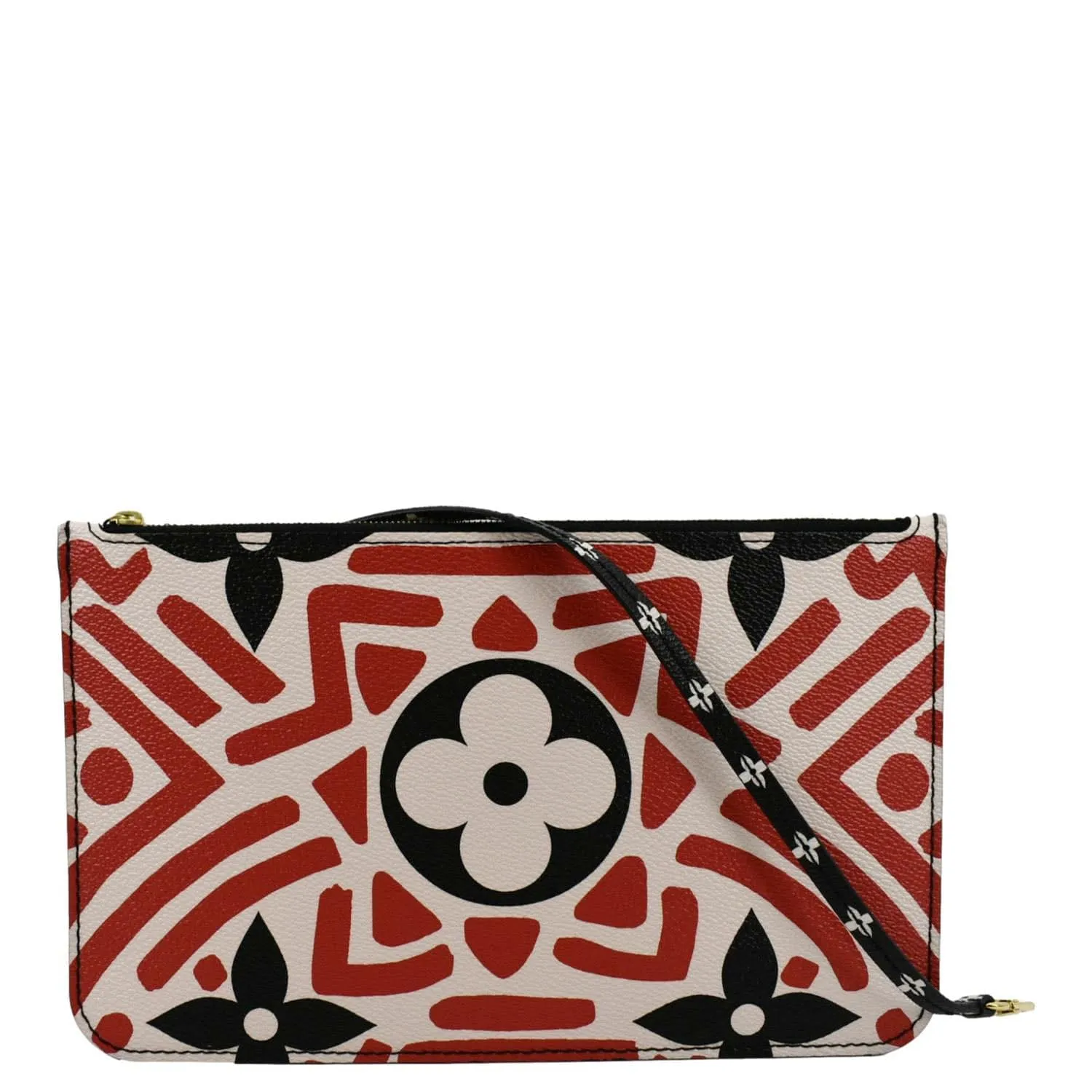 LOUIS VUITTON Neverfull Crafty Giant Monogram Canvas Wristlet Pouch Red