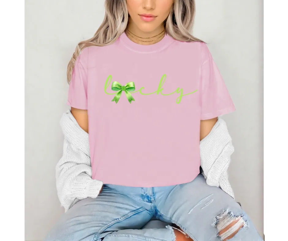 Lucky bow St. Patrick’s Day Crew/Tee