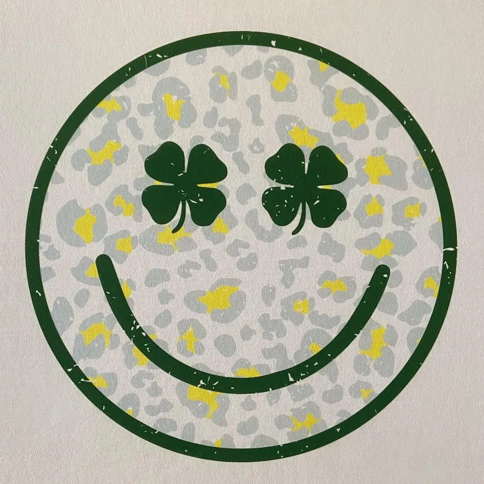 Lucky Clover Happy Face - DTG - Long Sleeve Tee (ETA 2 Weeks)