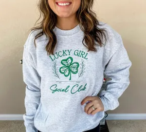 Lucky Girl Social Club Embroidered Crew/Tee