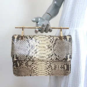 M2Malletier x Net a Porter La Fleur du Mal Shoulder Bag Ivory Snakeskin Clutch