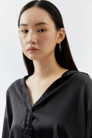 Malachite Gold Chain Earrings