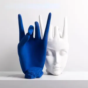 Matte Ceramic Face Finger Statue