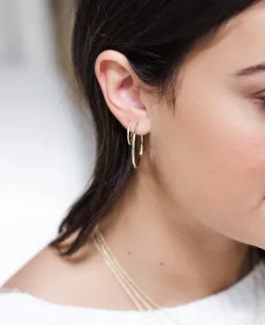 Matte Hammered Gold Hoops, Petite