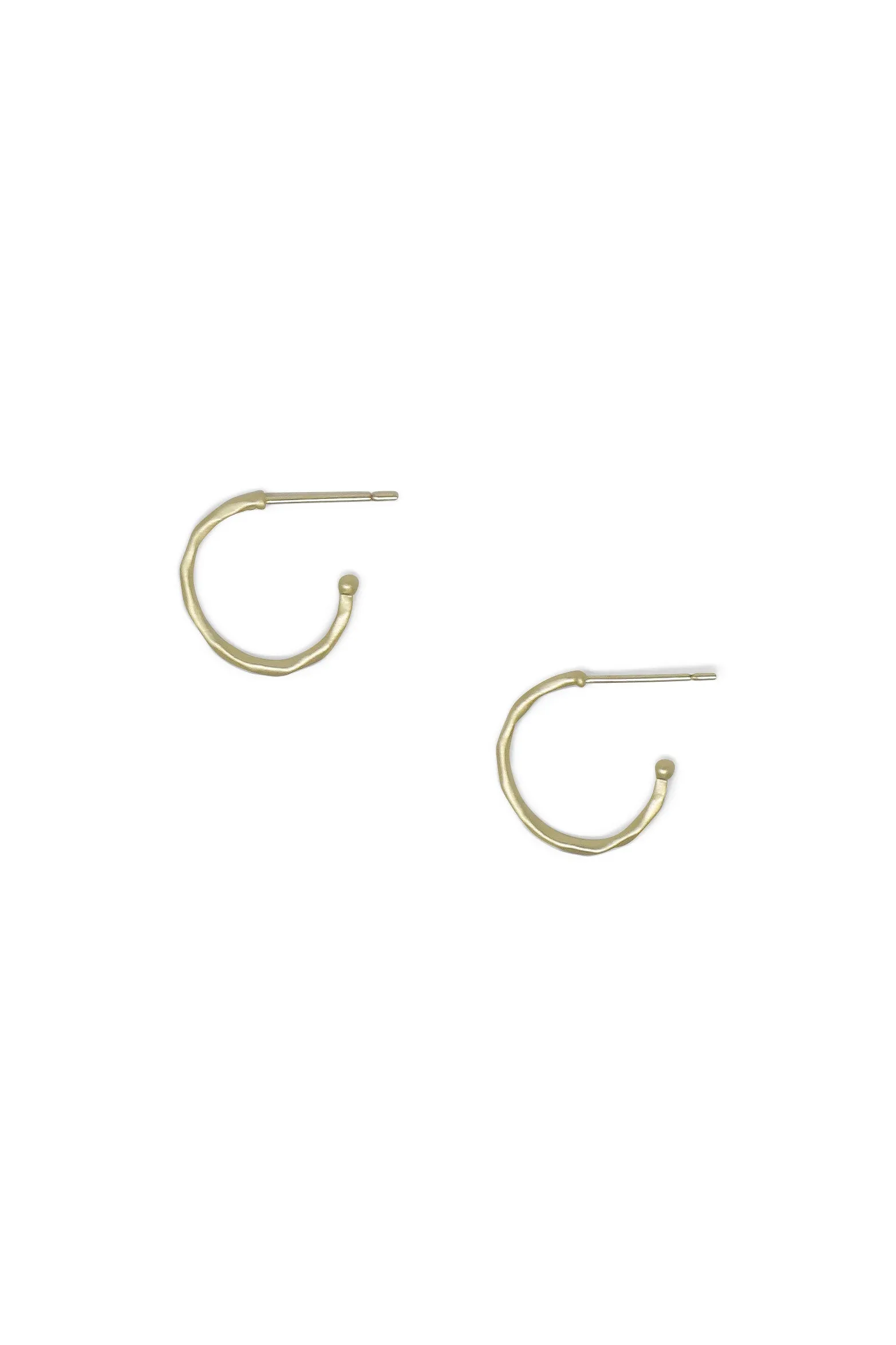 Matte Hammered Gold Hoops, Petite