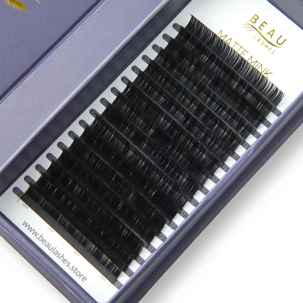 Matte Mink Eyelash Extensions - B Curl