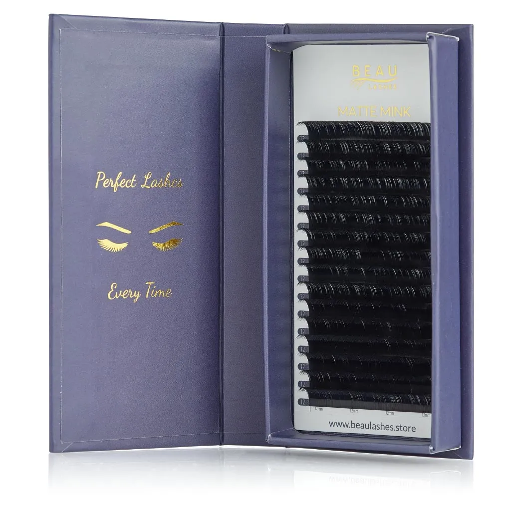 Matte Mink Eyelash Extensions - B Curl