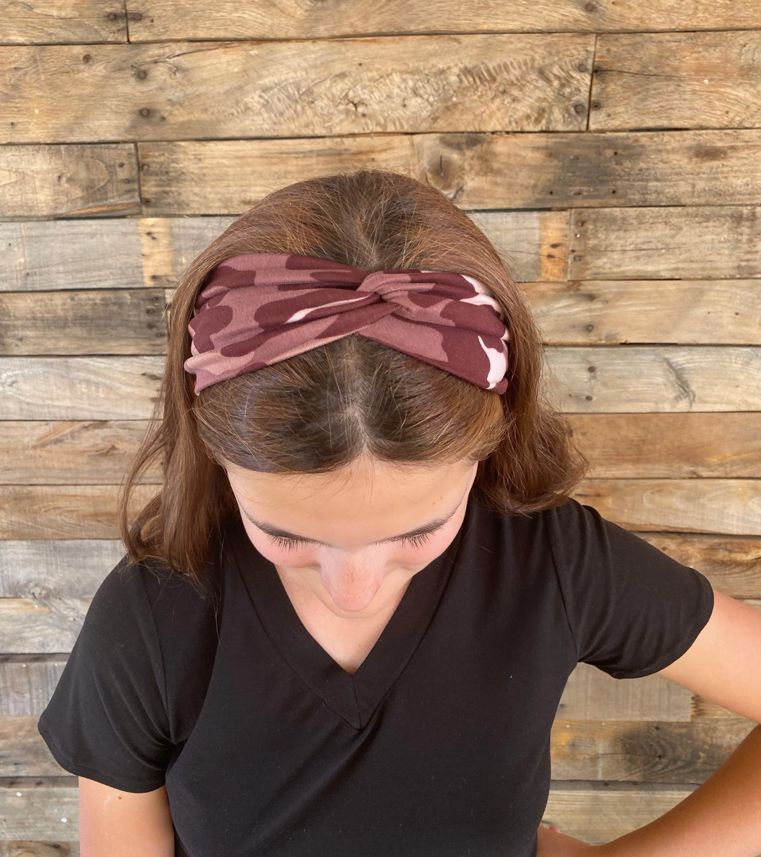 Mauve Camouflage Matte Faux Knot Headband
