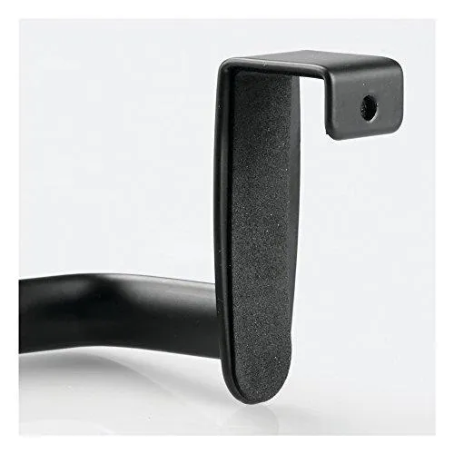 mDesign Kitchen Storage Over Cabinet Curved Steel Towel Bar - Hang on Inside or Outside of Doors, for Organizing and Hanging Hand, Dish, and Tea Towels - 14" Wide, Pack of 2, Matte Black Finish