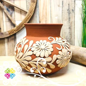 Medium Decorated Clay Ollita - Barro Bordado Oaxaca