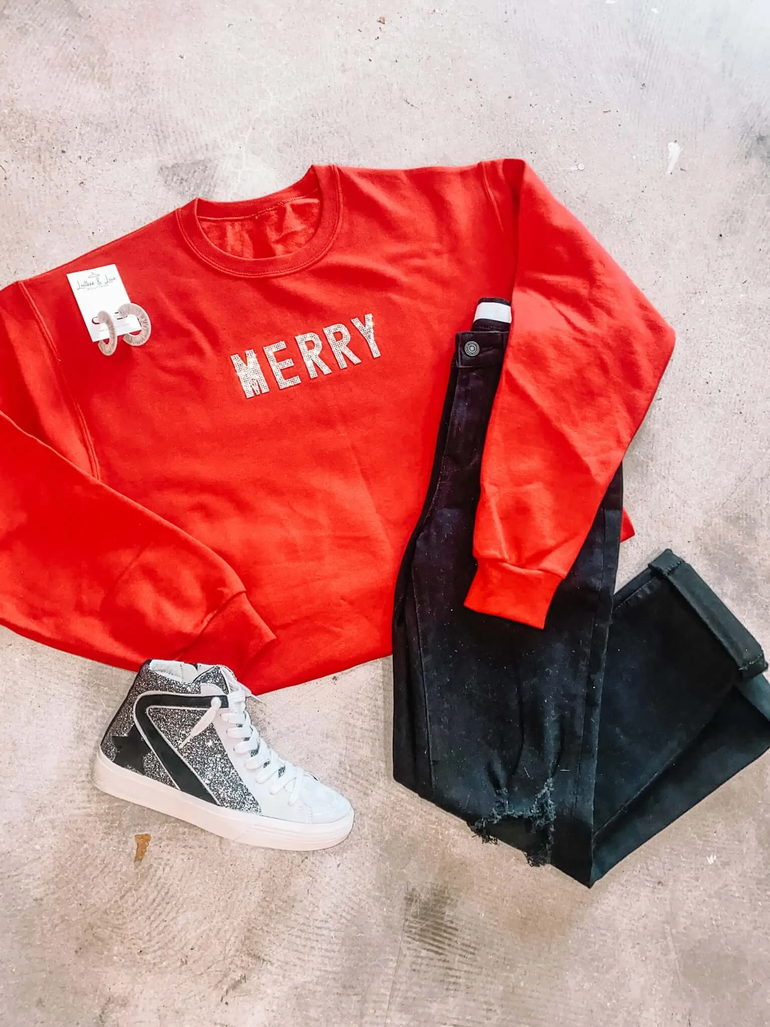 Merry & Bright Rhinestone Graphic Sweatshirt