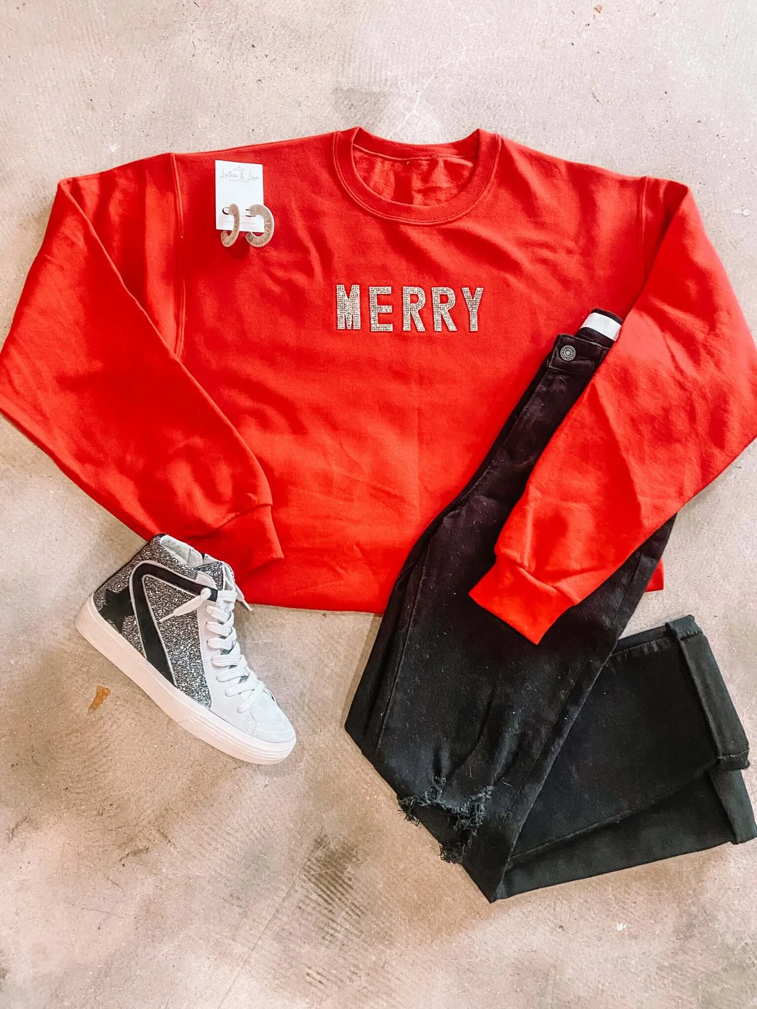 Merry & Bright Rhinestone Graphic Sweatshirt
