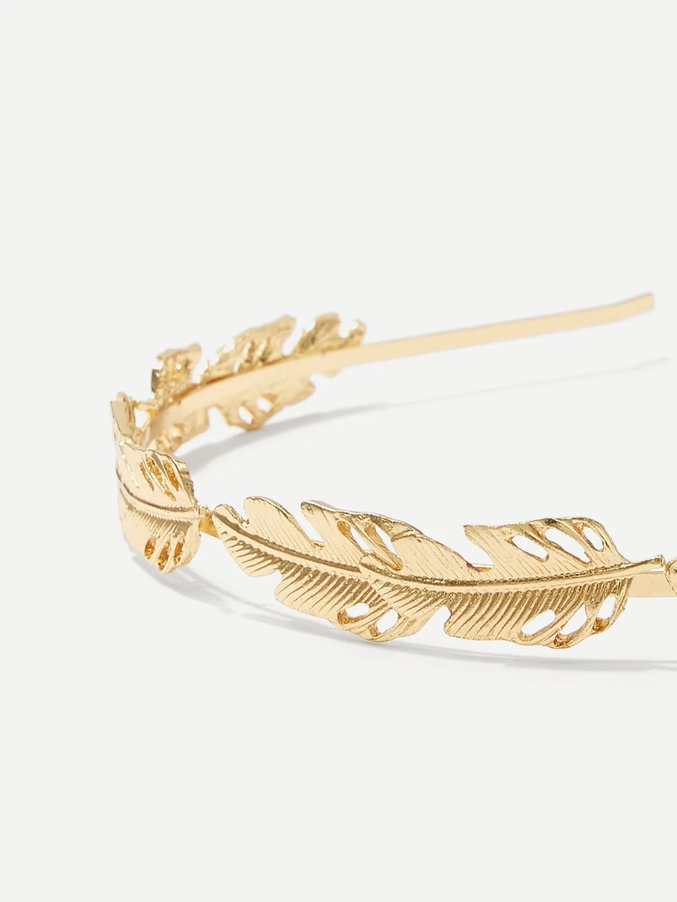 Metal Palm Decorated Headband - Gold - FD ⚡