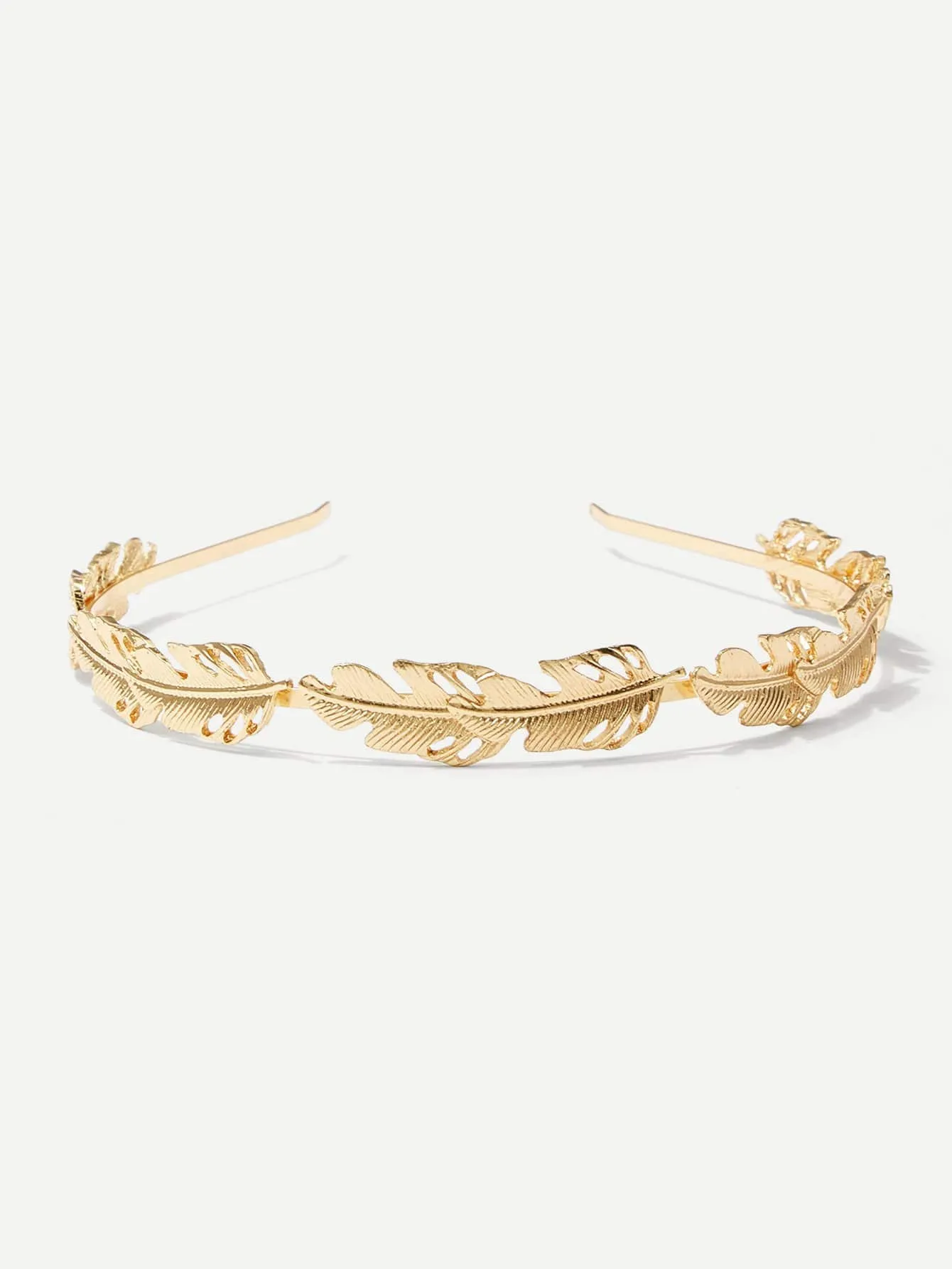 Metal Palm Decorated Headband - Gold - FD ⚡