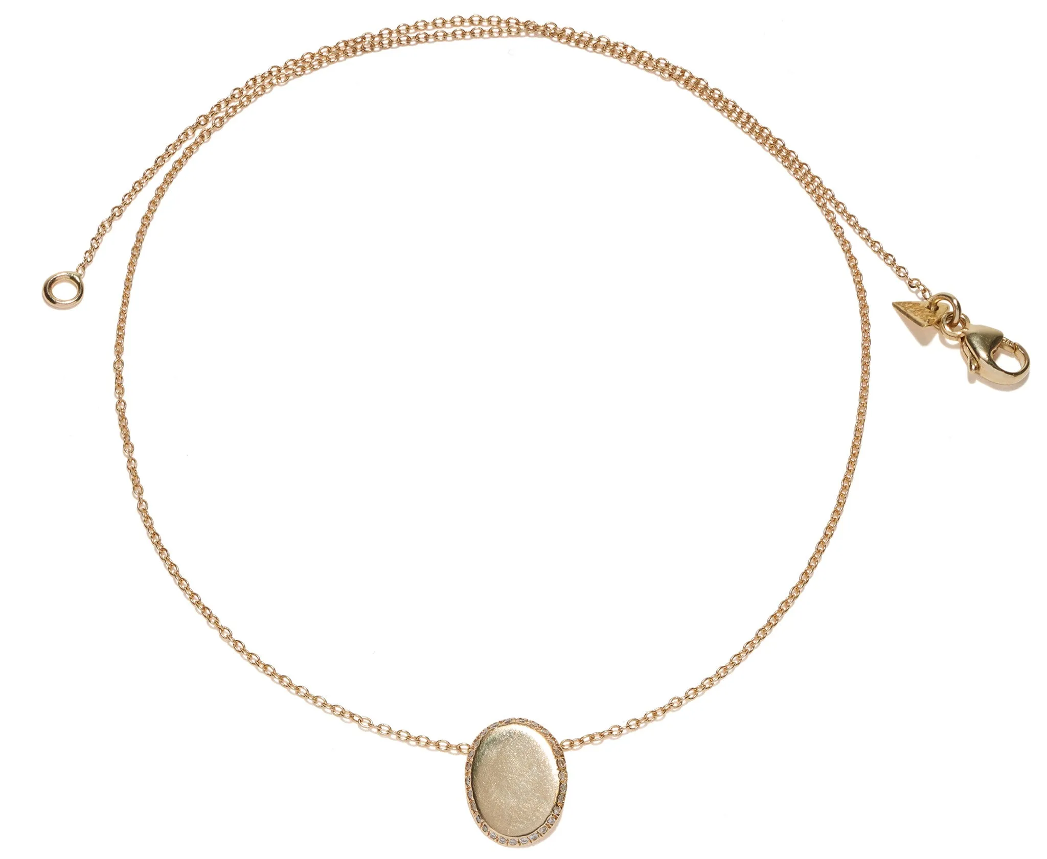 Micro Pave Edge Engraved Oval Shape Necklace