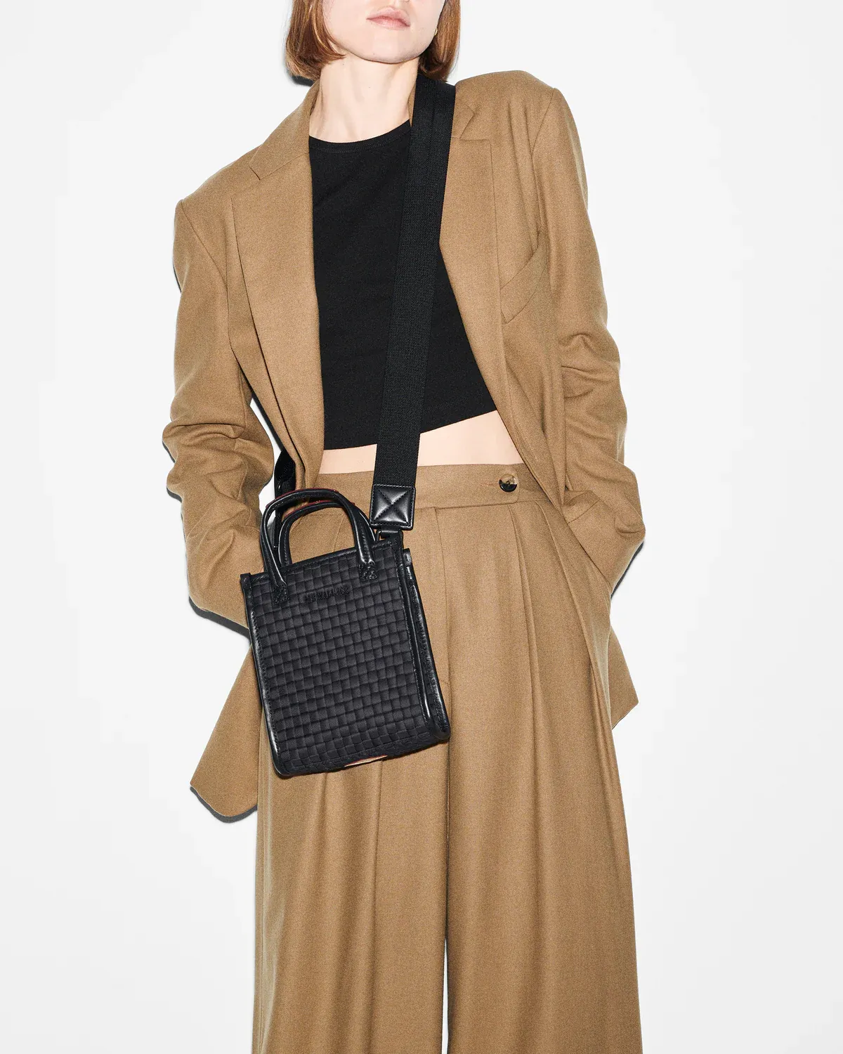 Micro Woven Box Tote |  Black