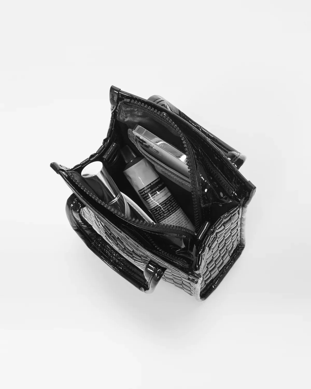 Micro Woven Box Tote |  Black