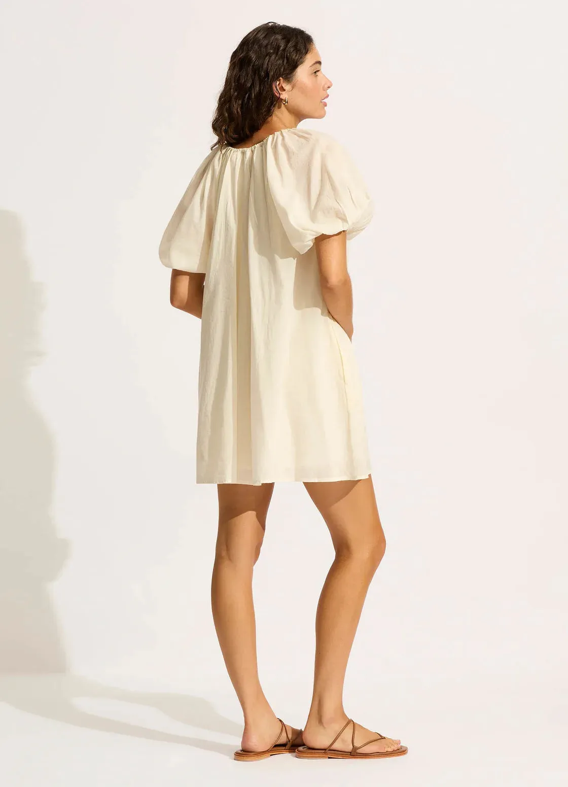 Mini Babydoll Dress Ecru