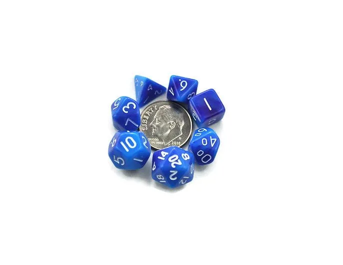 Mini dice set, blue and purple swirl
