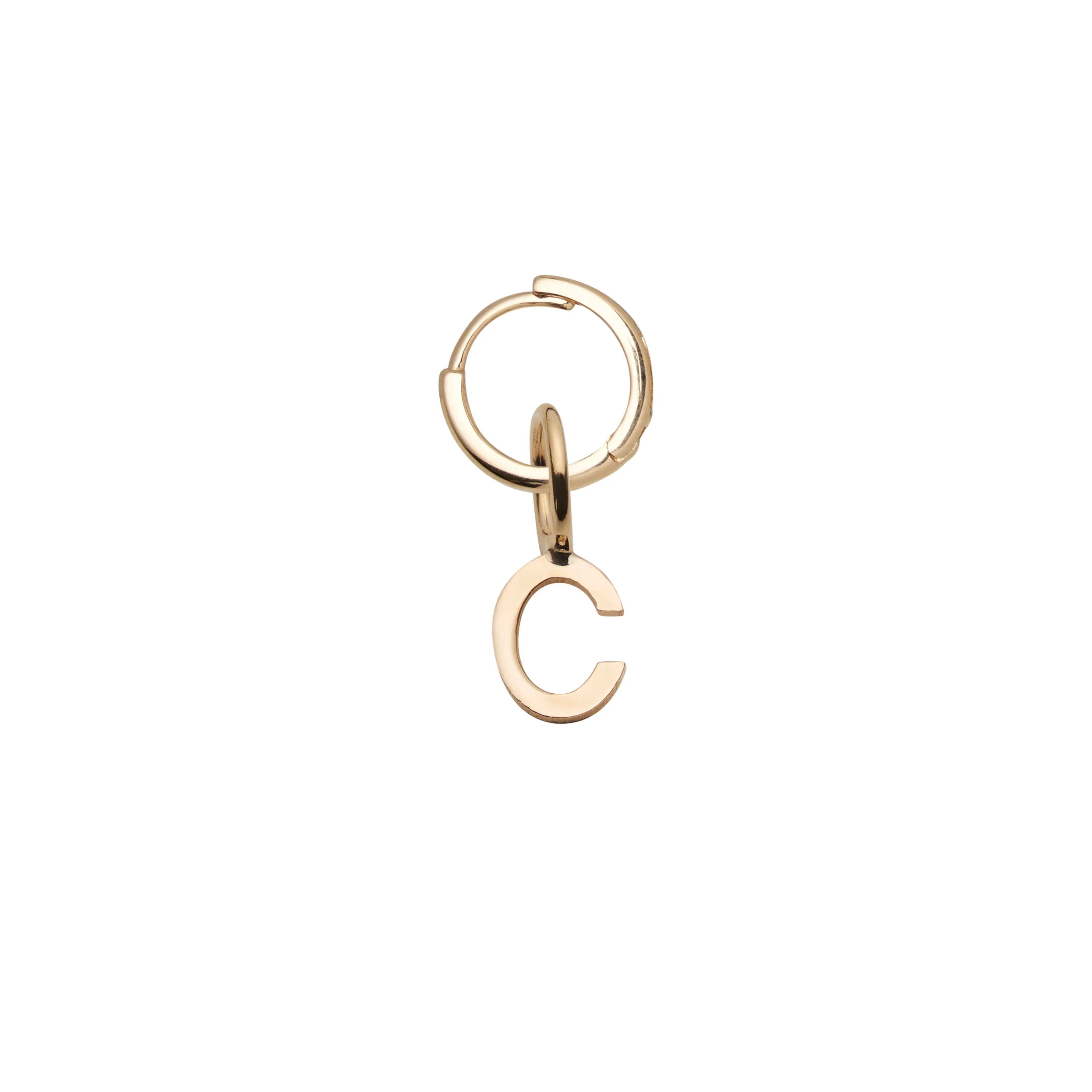 Mini Leter C Pendant Earring - Gold