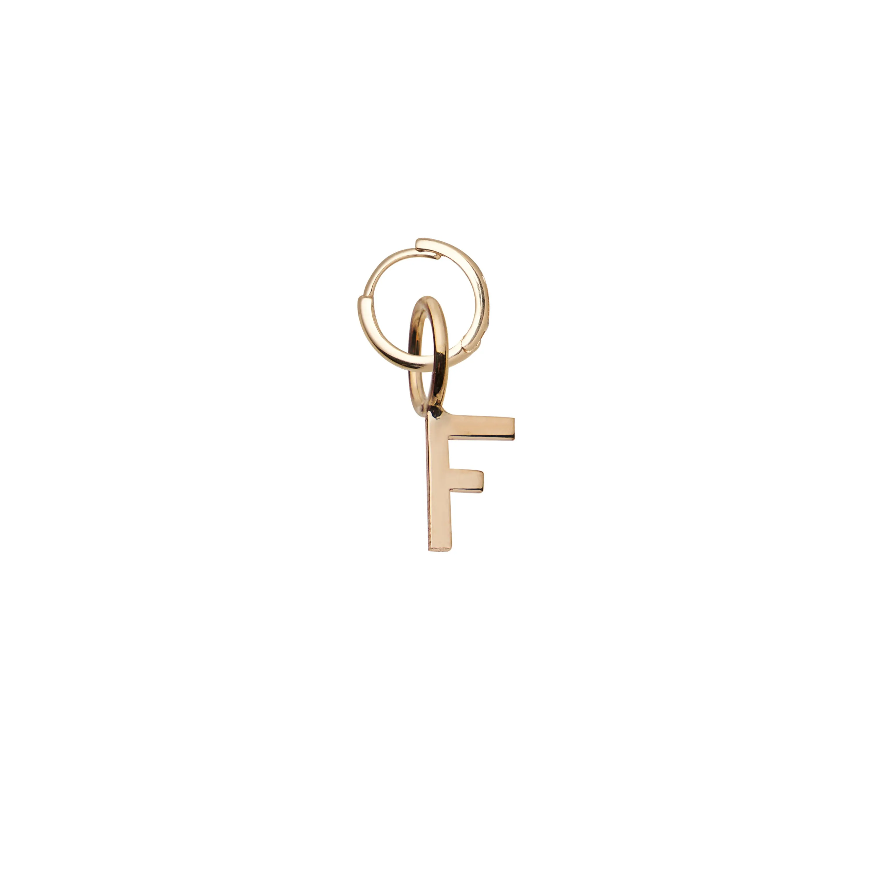 Mini Letter F Pendant Earring - Gold