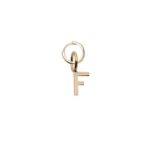 Mini Letter F Pendant Earring - Gold