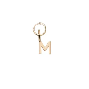 Mini Letter M Pendant Earring - Gold