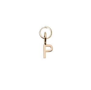 Mini Letter P Pendant Earring - Gold