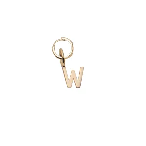 Mini Letter W Pendant Earring - Gold