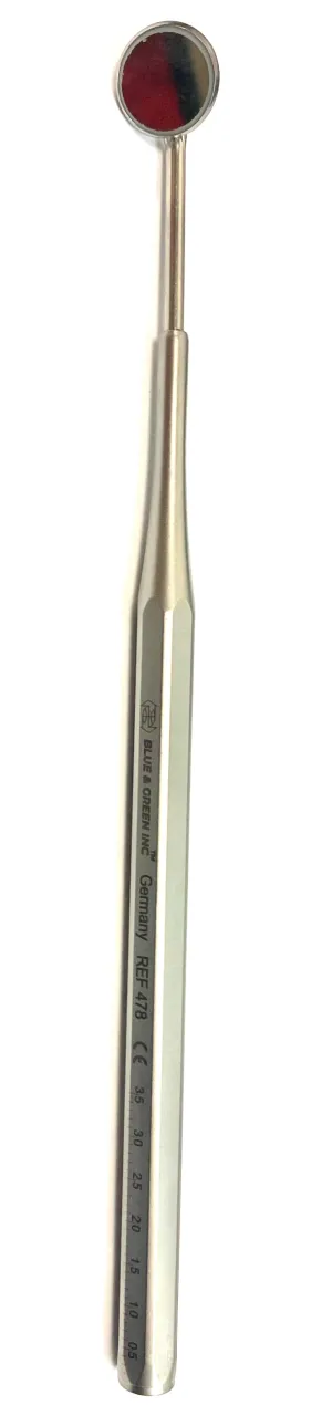 Mini mirror with ruler handle