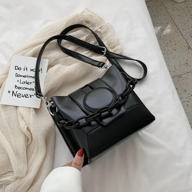 Mini PU Leather Bucket Bags For Women 2020 Luxury Thick Chain Crossbody Shoulder Handbags Female Travel Cross Body Bag