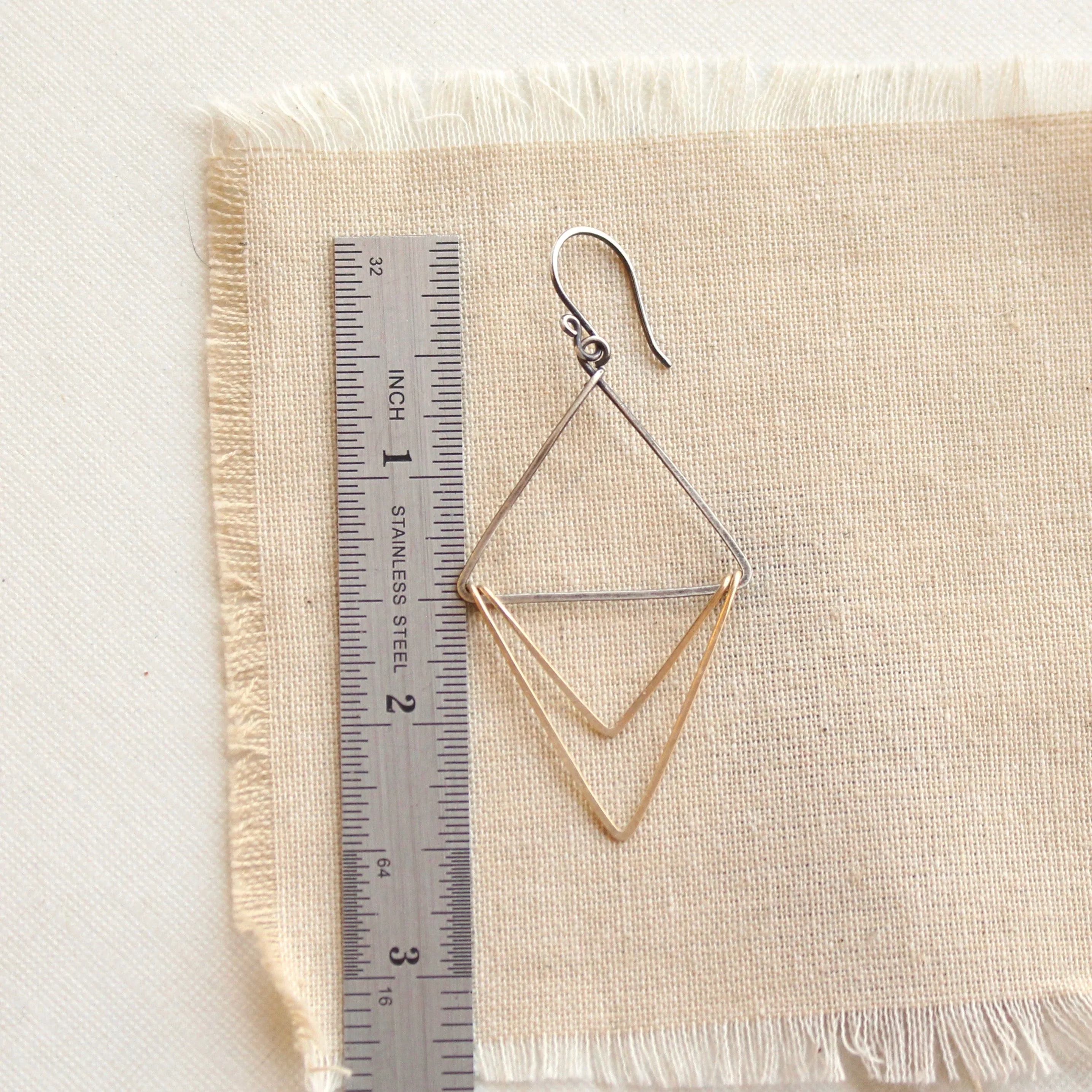 Mixed Metal Triple Triangle Hoop Earrings