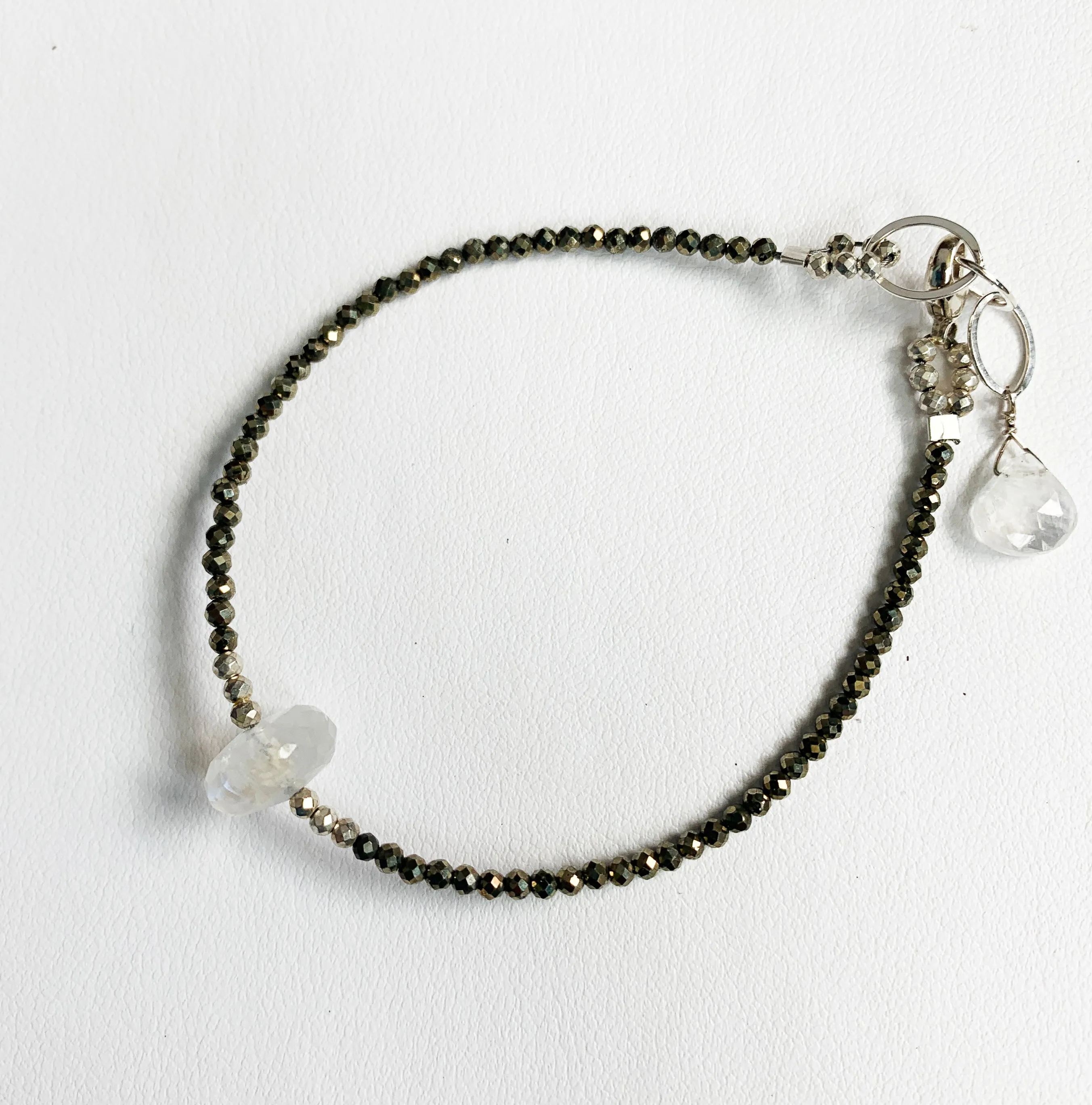 Moonstone & Pyrite Luna Simple Bracelet