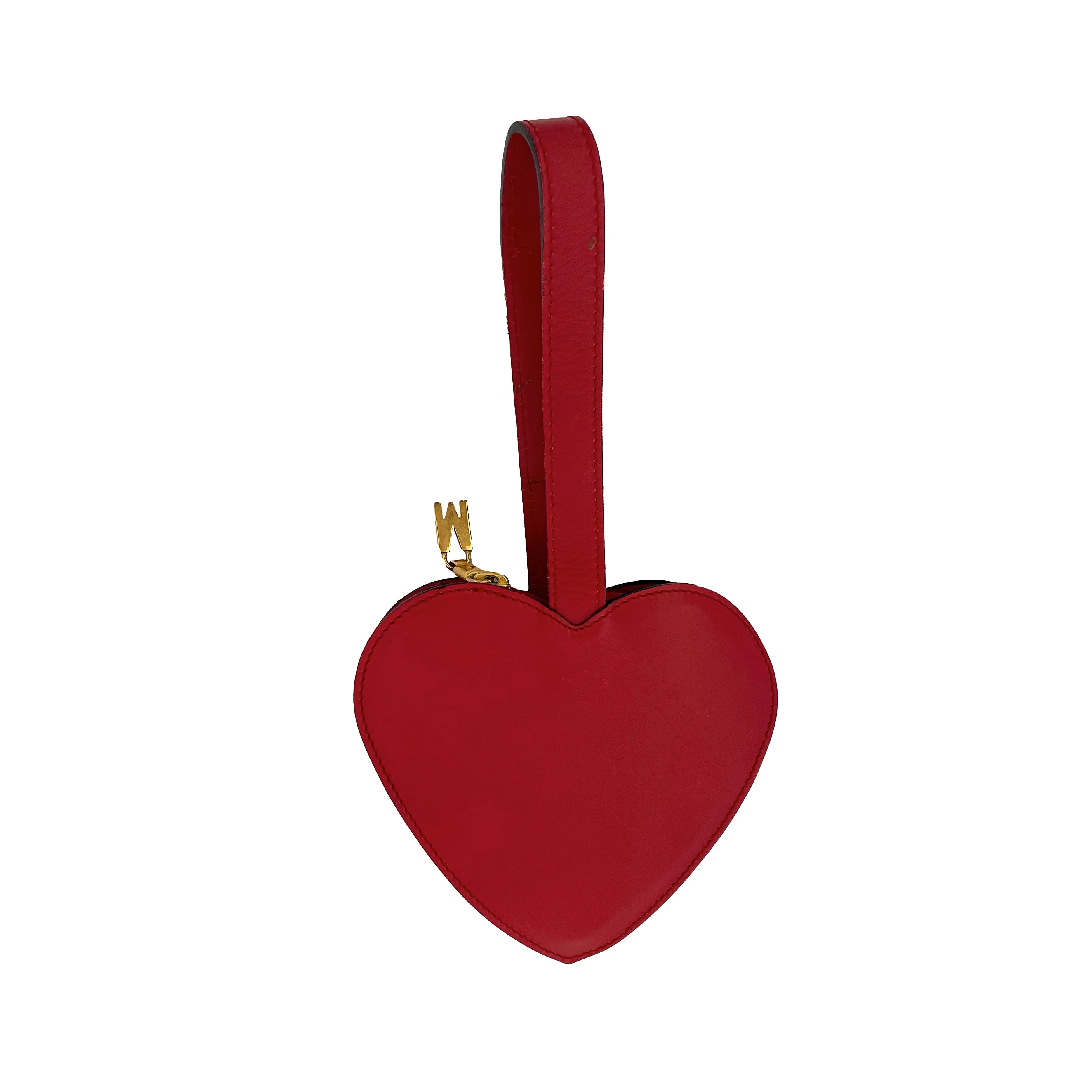 Moschino Red Heart Logo Wristlet