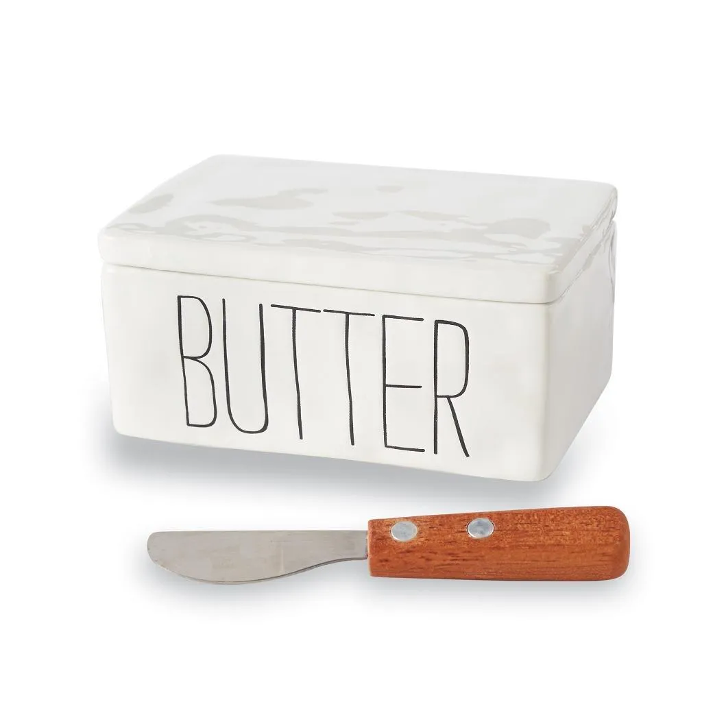 Mud Pie Home Bistro Collection Butter Frig Storage Container Dish Spreader Set
