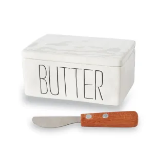 Mud Pie Home Bistro Collection Butter Frig Storage Container Dish Spreader Set
