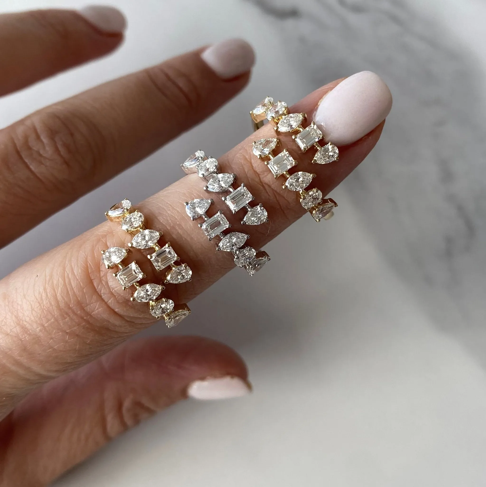 Multi Shape Diamond Swirl Ring