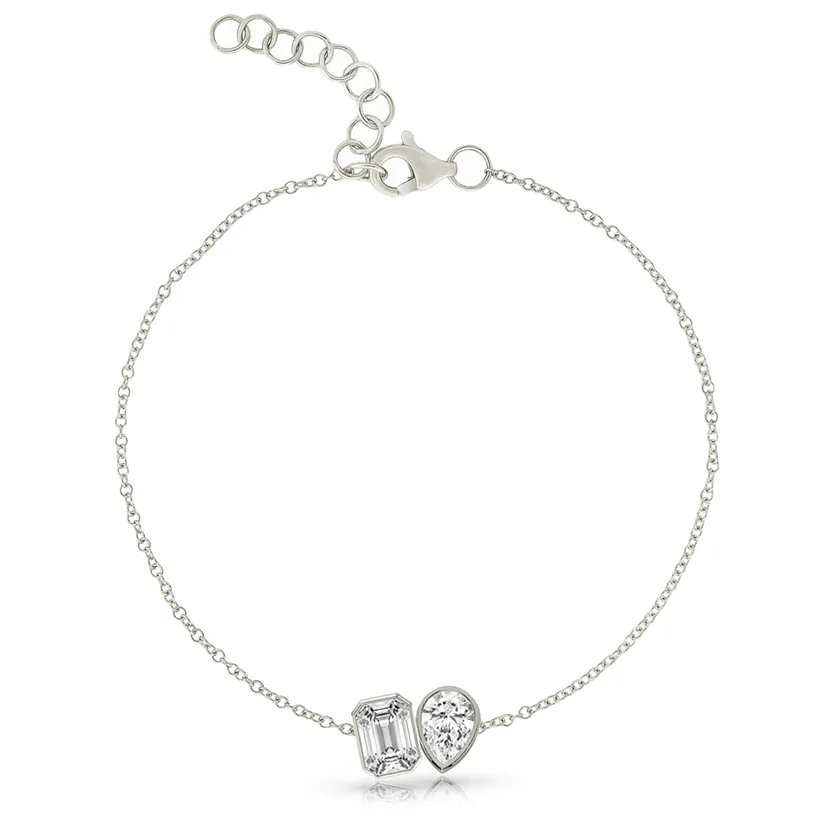 Multishape 2-Diamond Statement Bracelet