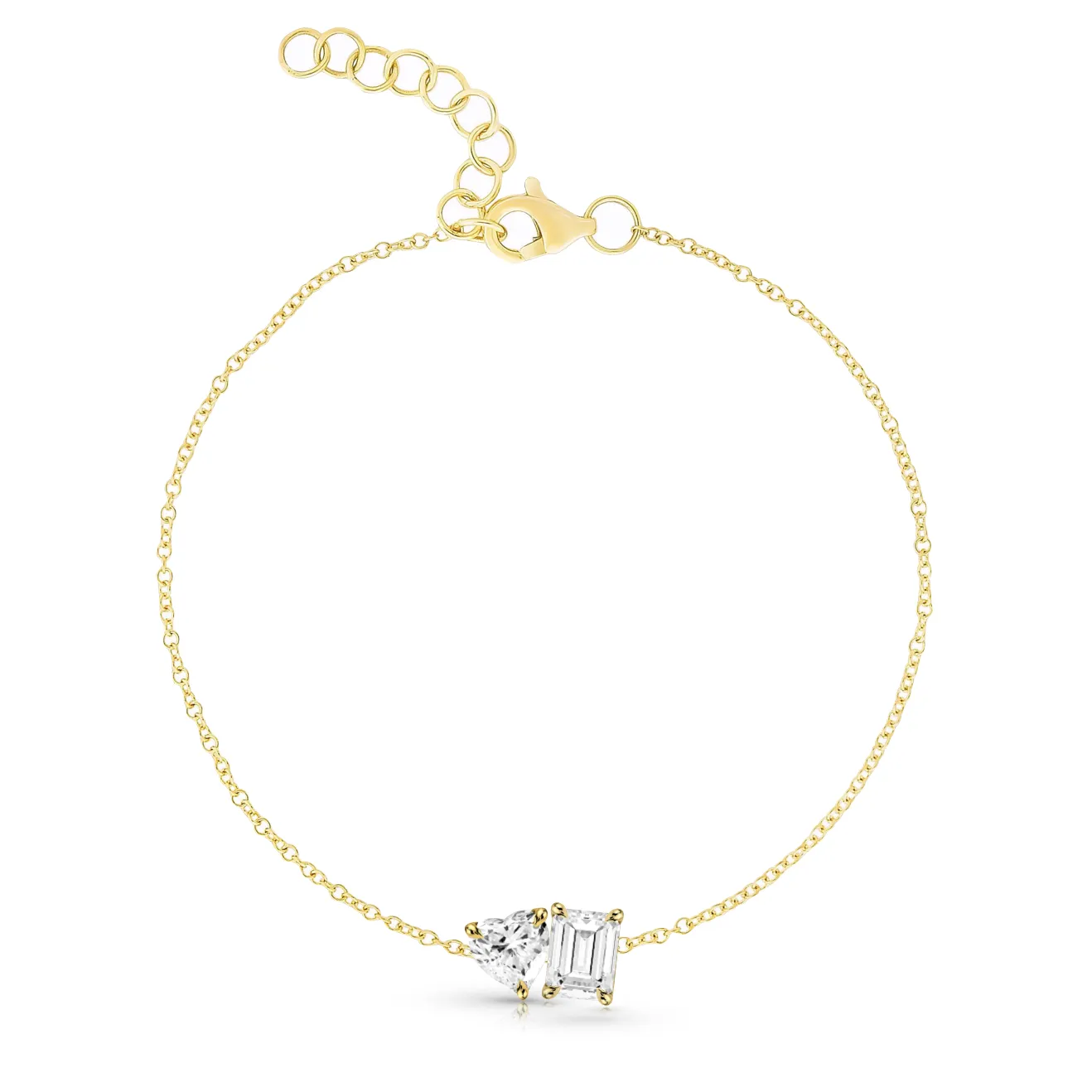 Multishape 2-Diamond Statement Bracelet