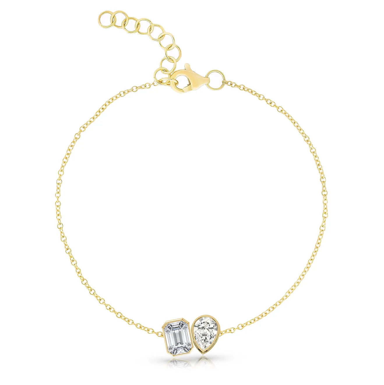 Multishape 2-Diamond Statement Bracelet
