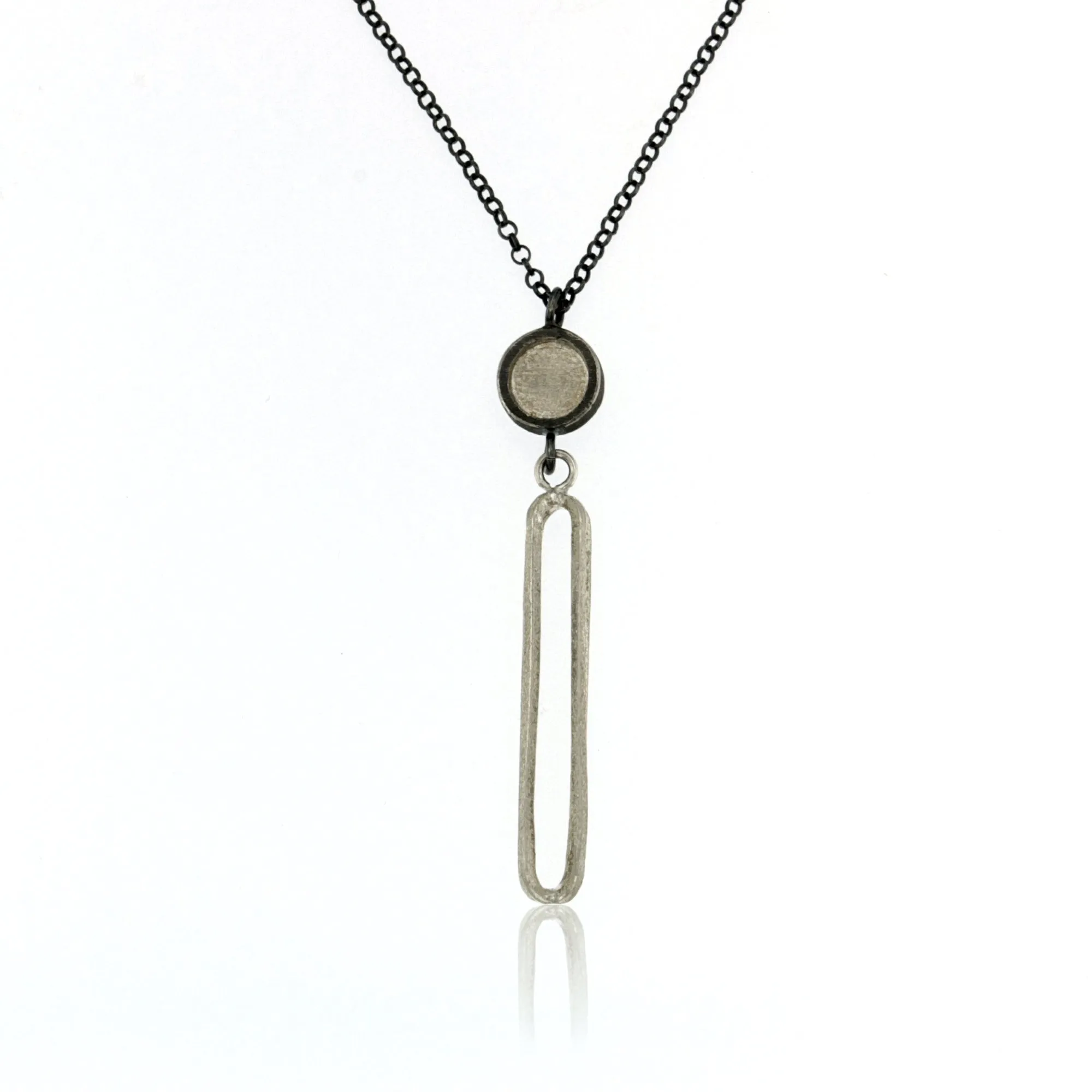 Mysterium Collection Sterling & Oxidized Oval & Dot Necklace