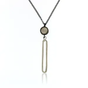 Mysterium Collection Sterling & Oxidized Oval & Dot Necklace