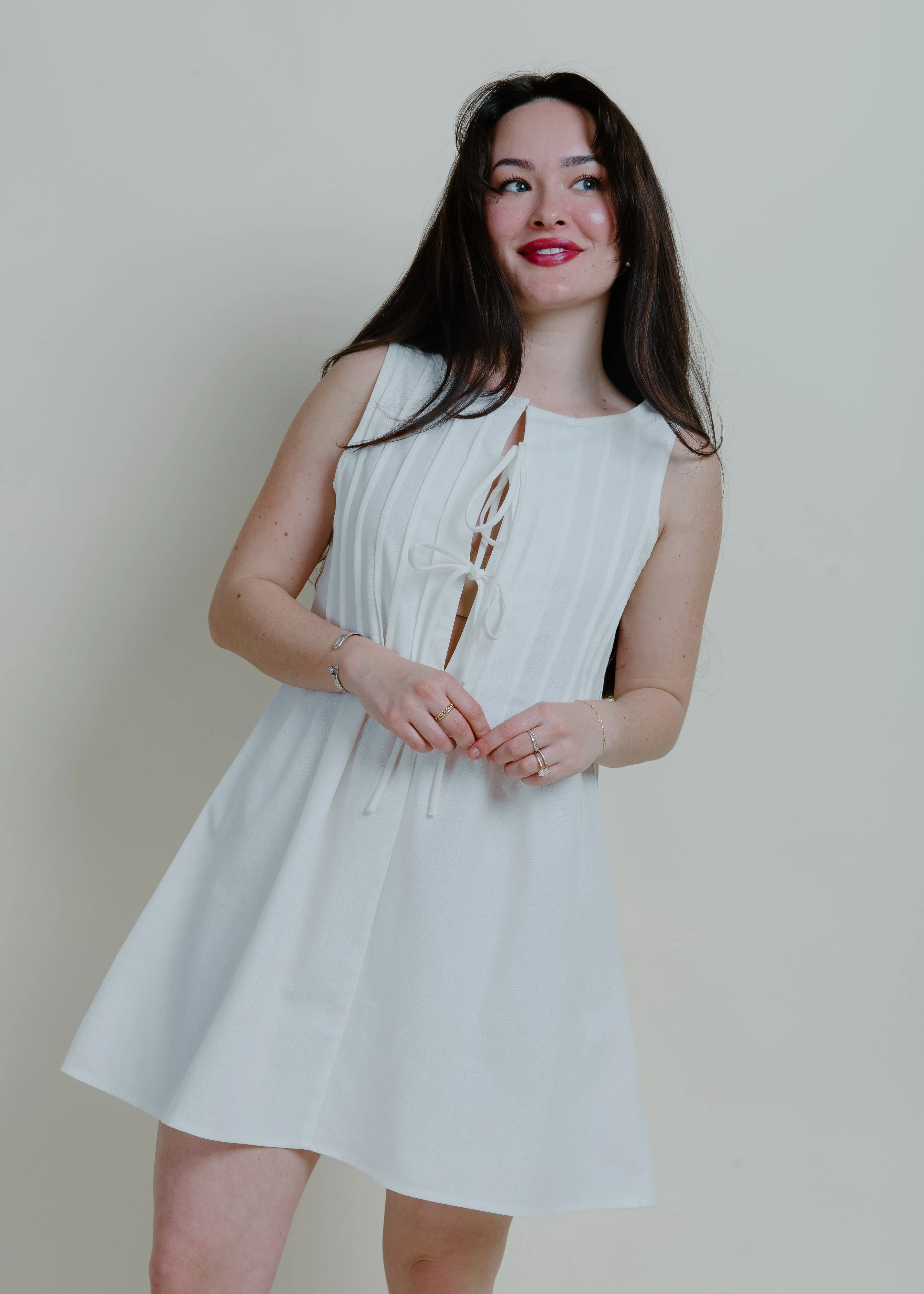 Nantucket Tie Mini Dress - Off White